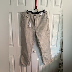 Topshop Cream Straight Jeans with Contrast Stitching
